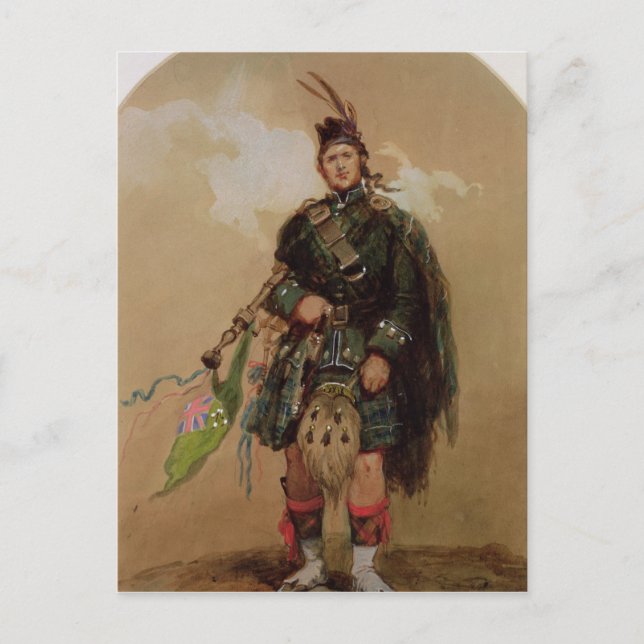 Carte Postale Un joueur de cornemuse du 79e Highlanders à Chobha (Devant)