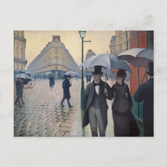 Carte Postale Un jour de pluie à Paris par Gustave Caillebotte (Devant)