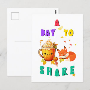 Carte Postale Un Jour Pour Partager Ginkgo Oak Botany Fox Thanks