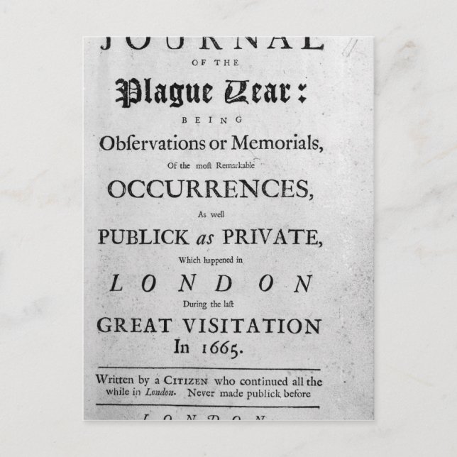 Carte Postale Un journal de l'année de peste, 1665 (Devant)