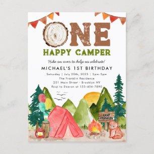 Carte Postale Un Joyeux Camper Bois Ours Bois 1er anniversaire