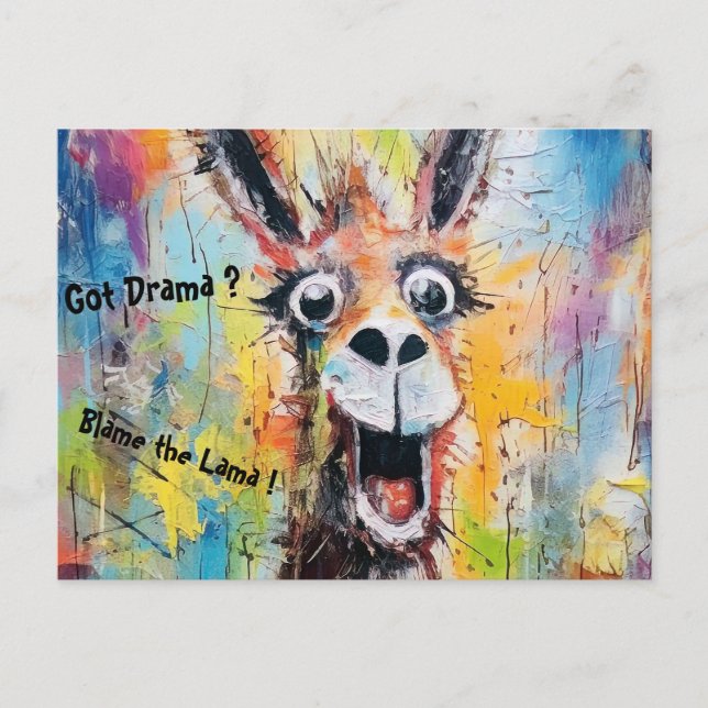 Carte Postale Un Lama de bonne humeur personnalisable (Devant)