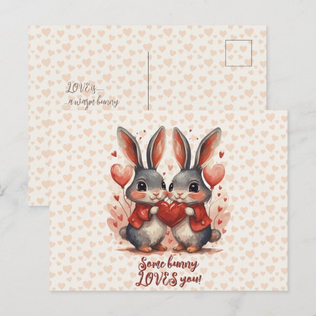 Carte Postale Un Lapin T'Aime (Devant / Derrière)