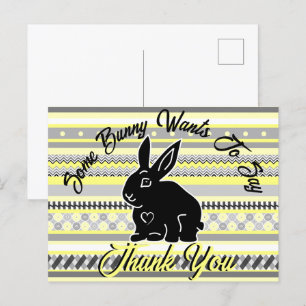 Carte Postale Un lapin veut dire Merci, Jaune et Gris