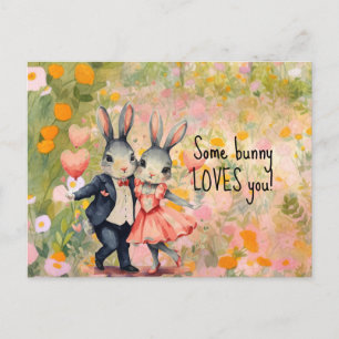 Carte Postale Un Lapin Vous Aime M & Mme Postcard