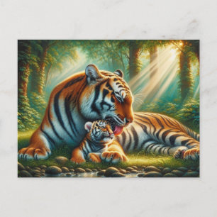 Carte Postale Un lien paisible dans la peinture de la jungle