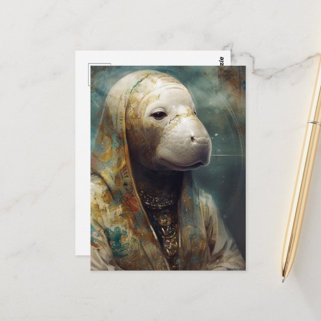 Carte Postale Un Manat en Robes (Devant/Arrière en situation)