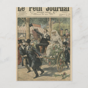 Carte Postale Un mariage sur un chariot à main