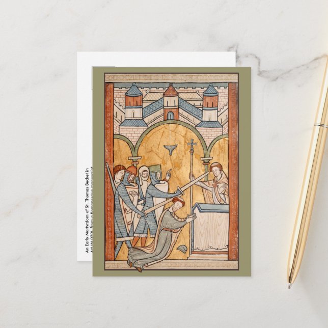 Carte Postale Un martyre précoce de saint Thomas Becket en art (Devant/Arrière en situation)