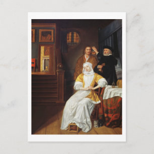 Carte Postale Un médecin visite une jeune dame dans une chambre 