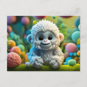 Carte Postale Un mignon bébé Yeti fait de fil
