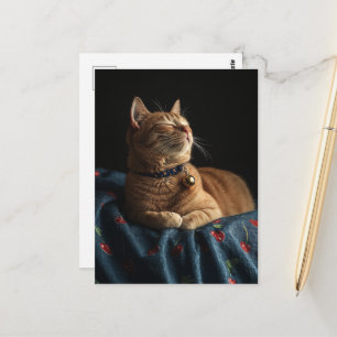Carte Postale Un mignon chat roux endormi 