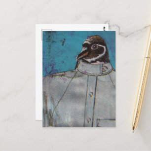 Carte Postale Un mignon manchot en costume