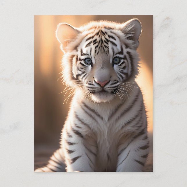 Carte Postale Un mignon petit tigre blanc (Devant)