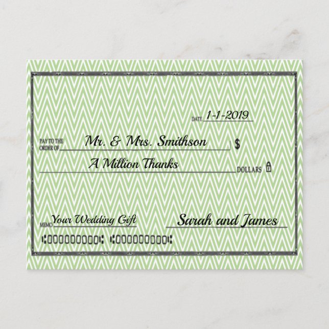 Carte Postale Un million de chèques merci (Devant)