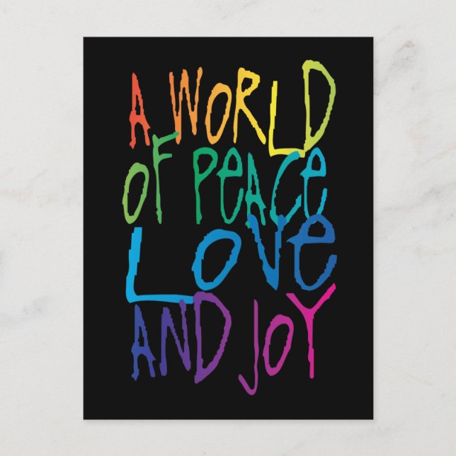 Carte Postale Un monde de paix, d'amour et de joie (Devant)