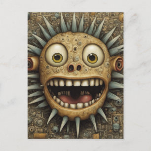 Carte Postale Un monstre collage multimédia mixte