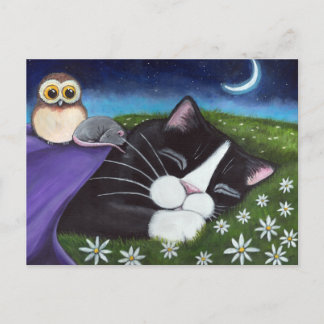 Carte Postale Un oeil attentif | Imaginaire Tuxedo Cat Art