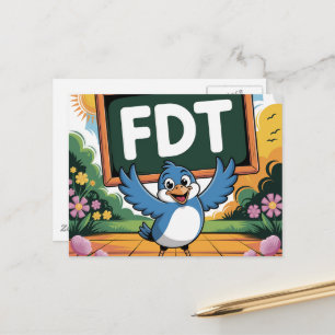 Carte Postale Un oiseau avec un panneau FDT