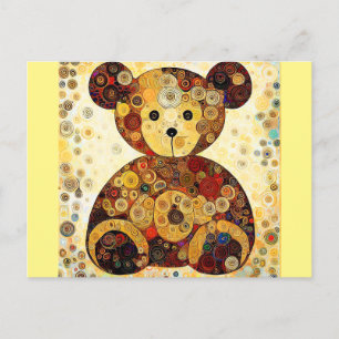 Carte Postale Un ours en peluche comme peint par Gustav Klimt.