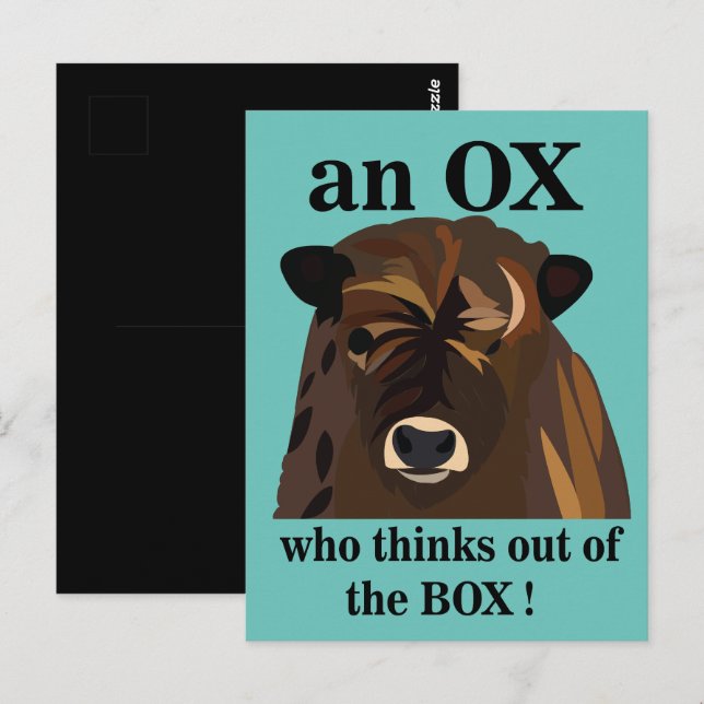 Carte Postale Un Ox Qui Pense De La Boîte (Devant / Derrière)
