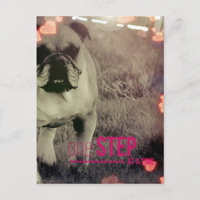Carte Postale Un pas à la fois, Bulldog (Devant)