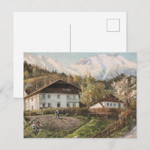 Carte Postale Un paysage de montagnes, avec une lumière rose P