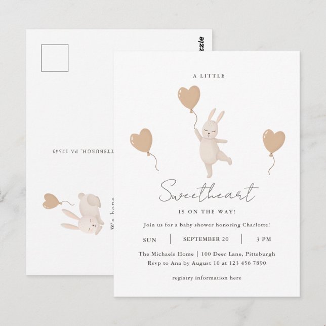 Carte Postale Un petit amour est sur le Baby shower Way (Devant / Derrière)