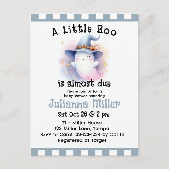Carte Postale Un petit livre est presque dû mignon Baby shower f (Devant)