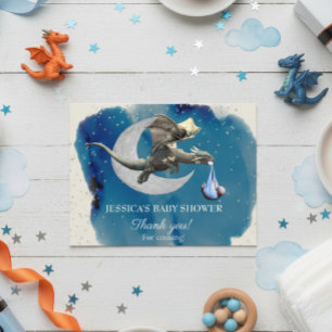 Carte Postale Un petit Merci de Baby shower de dragon chevalier