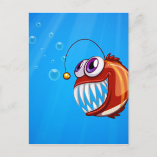 Carte Postale Un piranha effrayant sous la mer