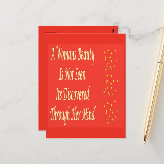 Carte Postale Un poème de message de beauté pour les femmes insp (Devant/Arrière en situation)