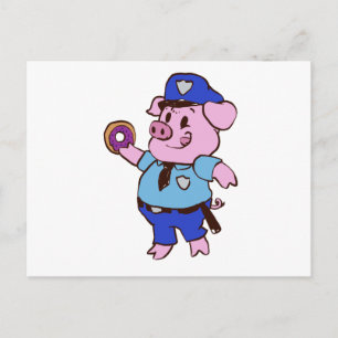 Carte Postale Un policier des cochons mange une beigne   choisir