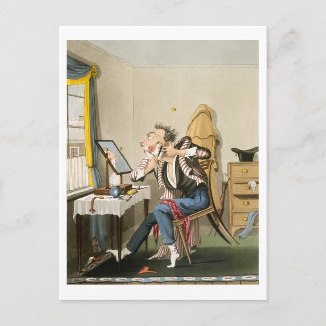 Carte Postale Un rasoir émoussé, pub. par Hunt, 1827 (eaux-forte (Devant)