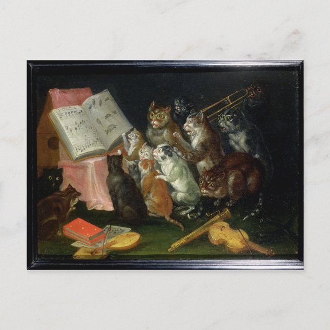 Carte Postale Un rassemblement musical de chats (Devant)