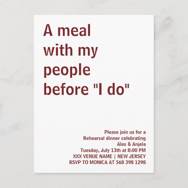 Carte Postale Un repas avec mes proches avant les festivités "Je (Devant)