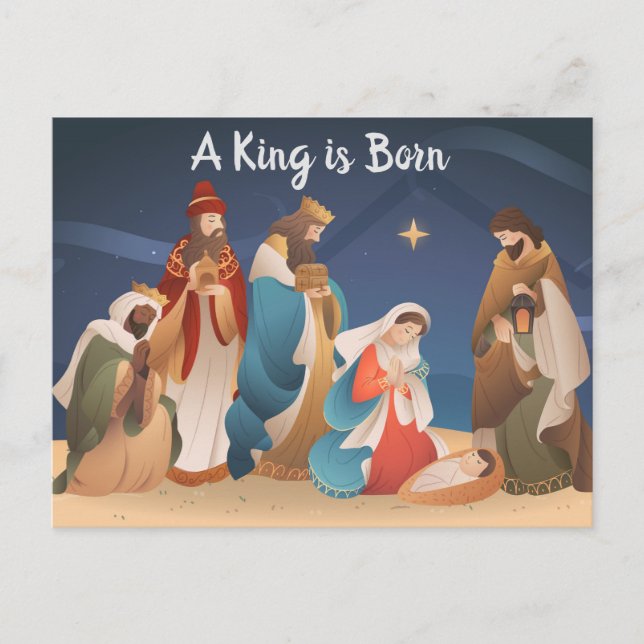 Carte Postale Un roi est né Nativité de Noël (Devant)