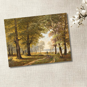 Carte Postale Un sentier forestier avec randonneur en automne