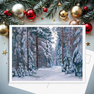 Carte Postale Un sentier neigeux dans la forêt