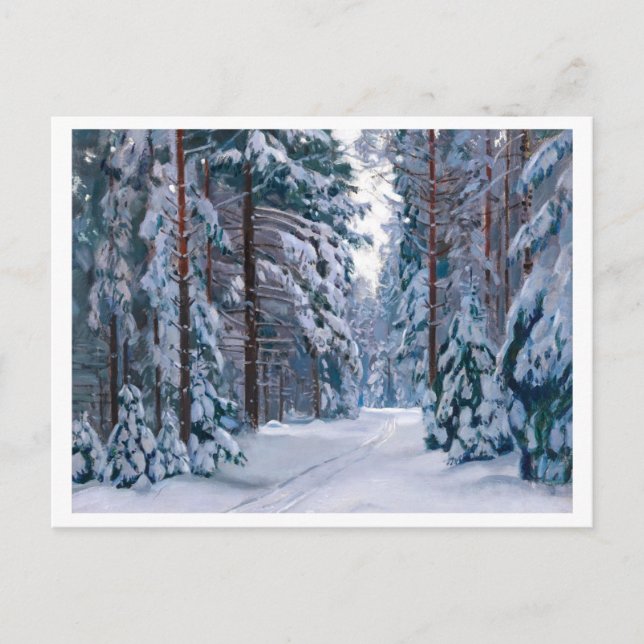 Carte Postale Un sentier neigeux dans la forêt (Devant)
