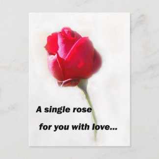Carte Postale Un seul rose pour vous avec amour...