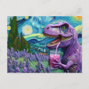 Carte Postale Un T-Rex violet avec imaginaire de limonade lavand