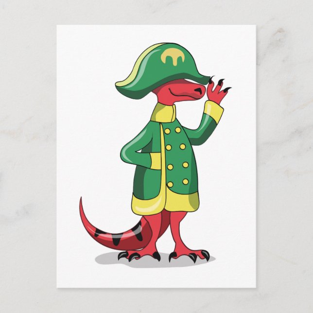 Carte Postale Un Tyrannosaure Rex de dessin animé habillé en Nap (Devant)