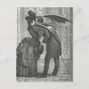 Carte Postale Un vampire victorien/gothique à ailes baiser