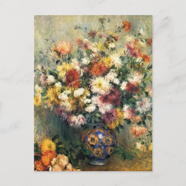 Carte Postale Un vase de chrysanthèmes de Renoir (Devant)