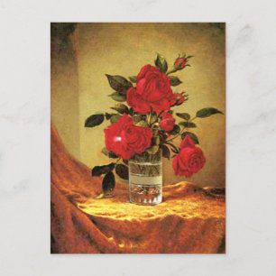 Carte Postale Un verre de roses, beaux-arts,