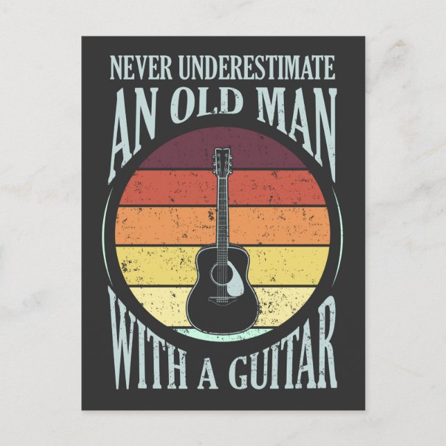 Carte Postale Un vieil homme avec une guitare drôle musicien gui (Devant)