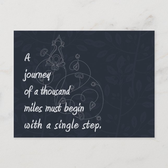 Carte Postale "Un voyage..." Proverbe Zen. (Devant)