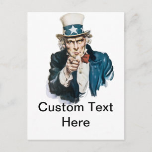 Carte Postale Uncle Sam I Want You Customize With Your Text