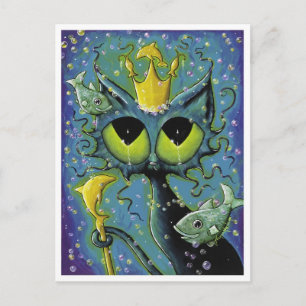 Carte Postale Under the Sea Cat fish fantasy postcard